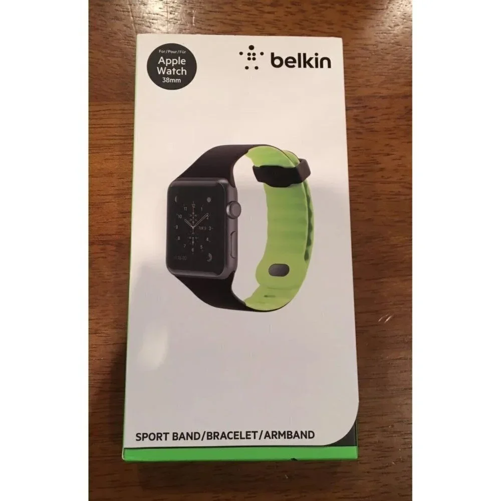 Belkin Sport Band For Apple Watch 38mm Black Green NIB
